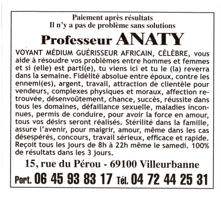 Professeur ANATY, Villeurbanne