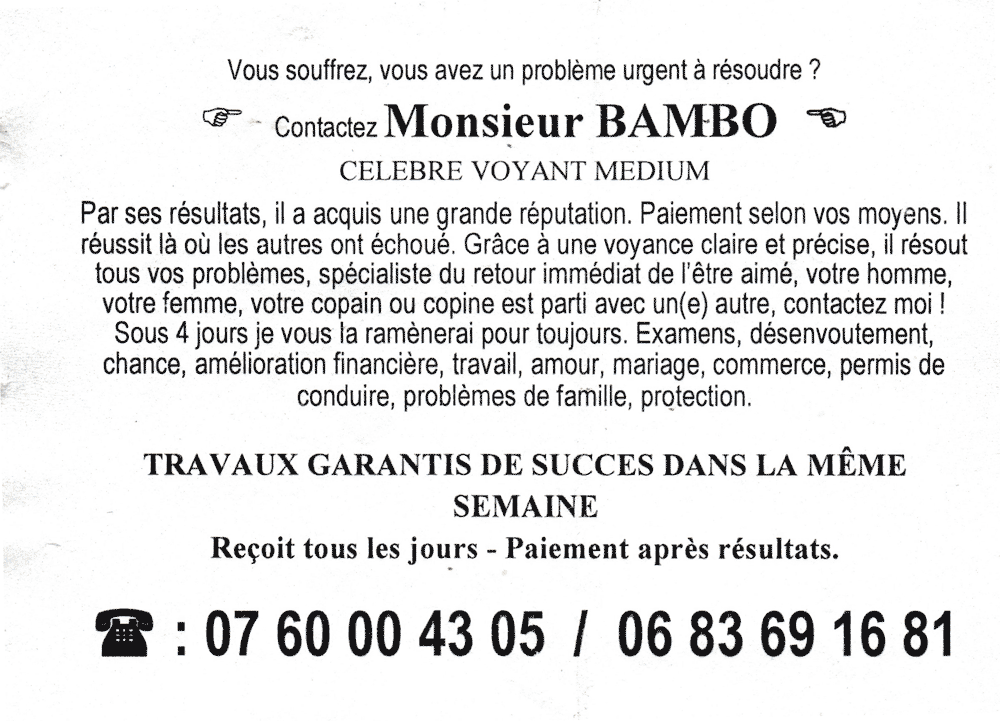 Monsieur BAMBO, (indtermin)