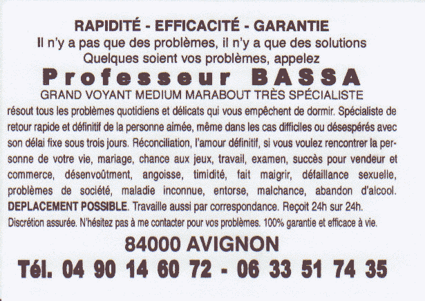 Professeur BASSA, Avignon