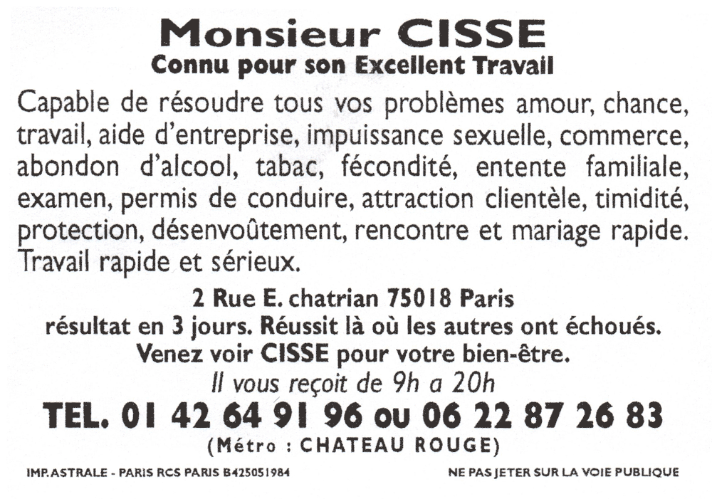 Cliquez pour voir la fiche dtaille de CISSE