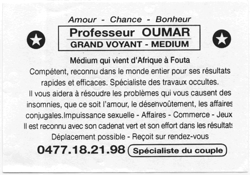 Cliquez pour voir la fiche dtaille de OUMAR