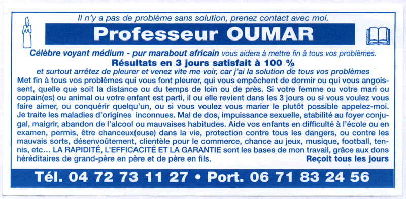 Cliquez pour voir la fiche dtaille de OUMAR