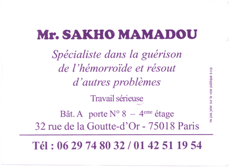 Cliquez pour voir la fiche dtaille de SAKHO MAMADOU