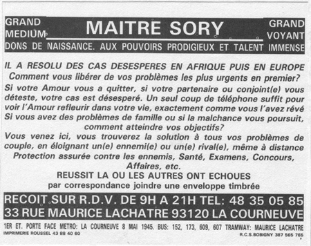 Matre SORY, Seine St Denis
