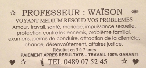 Professeur WASON, Belgique