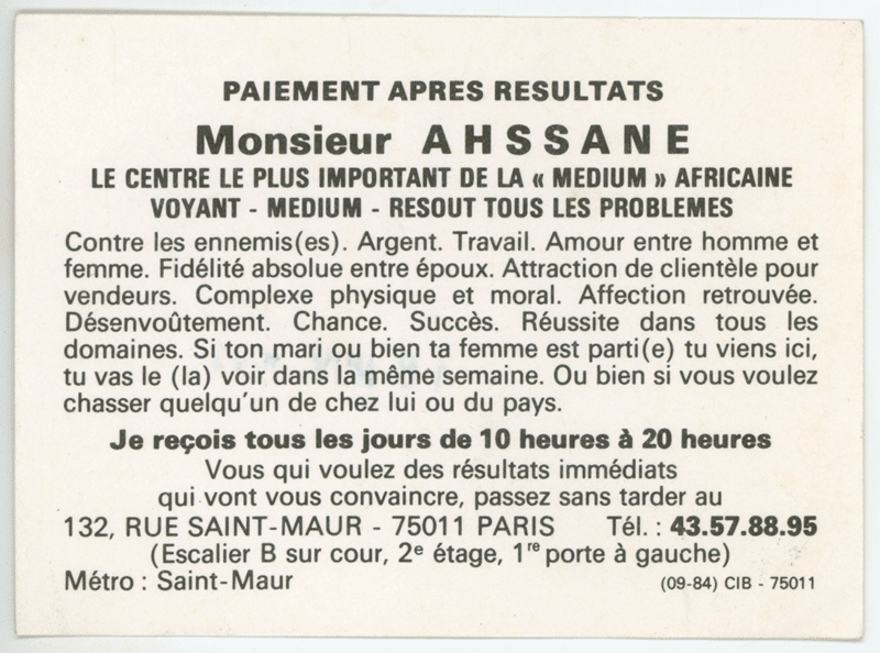Monsieur AHSSANE, Paris