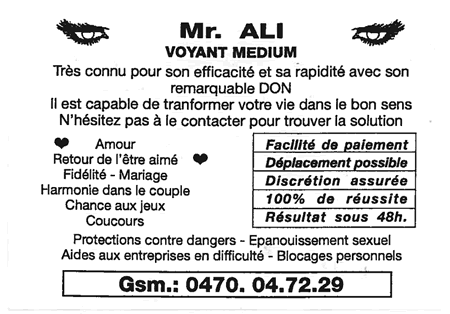 Monsieur ALI, Belgique