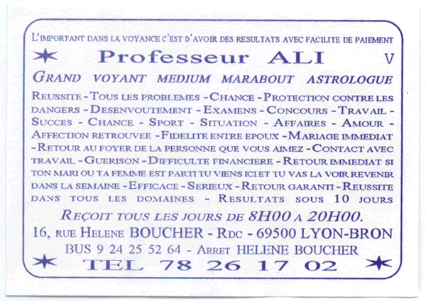 Professeur ALI, Lyon