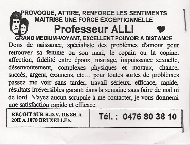Professeur ALLI, Belgique