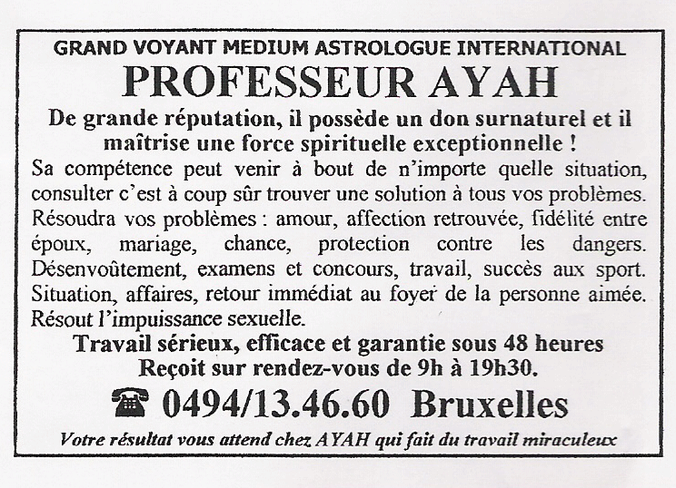 Professeur AYAH, Belgique