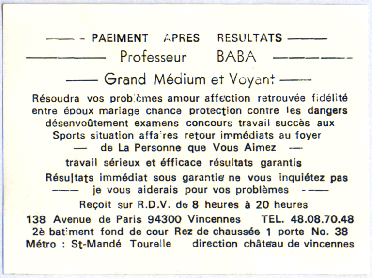 Professeur BABA, Val de Marne