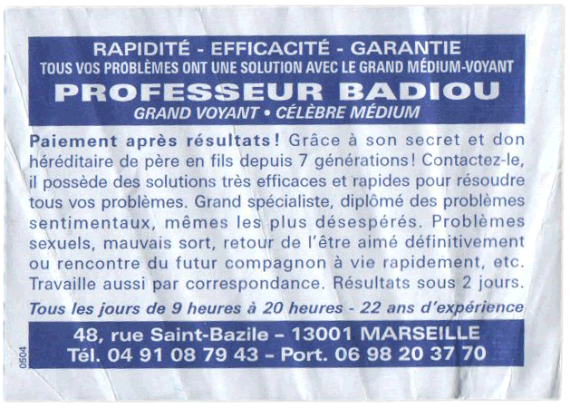 Cliquez pour voir la fiche dtaille de BADIOU