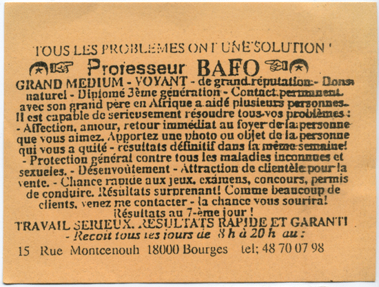 Professeur BAFO, Bourges