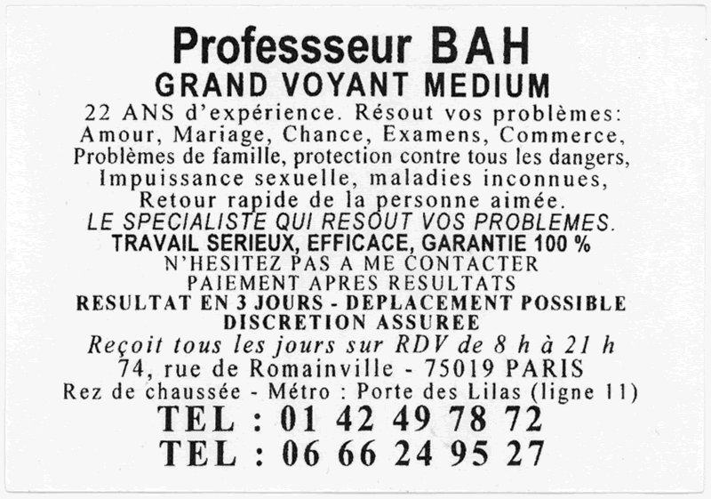 Professeur BAH, Paris