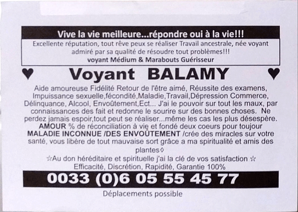 Voyant BALAMY, Tours