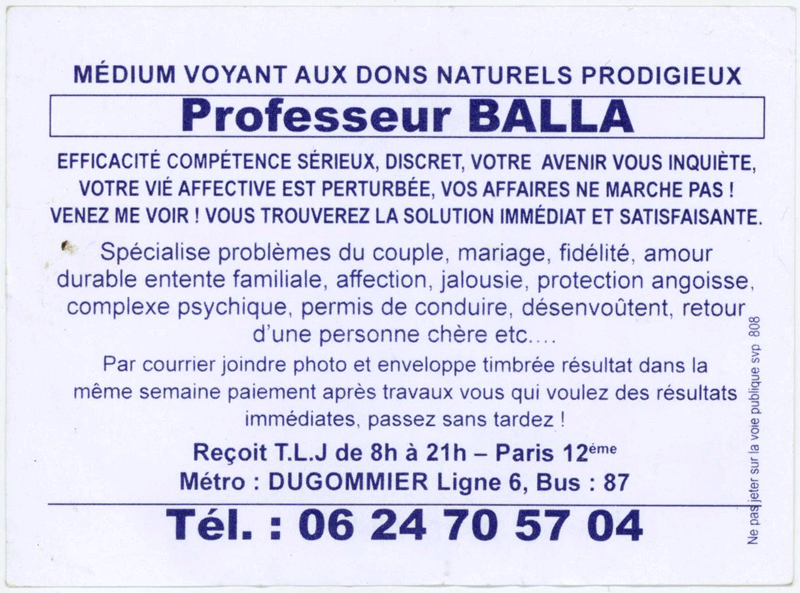 Professeur BALLA, Paris