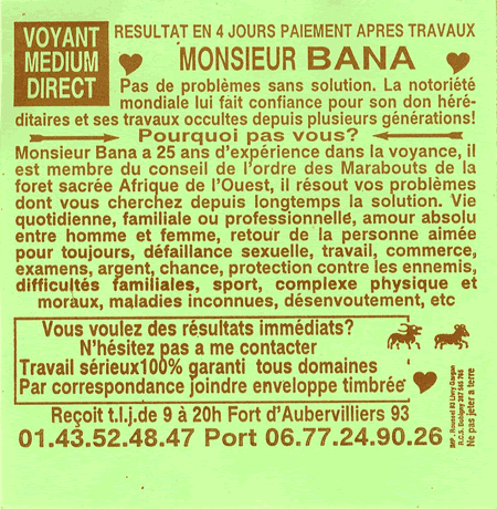 Monsieur BANA, Seine St Denis