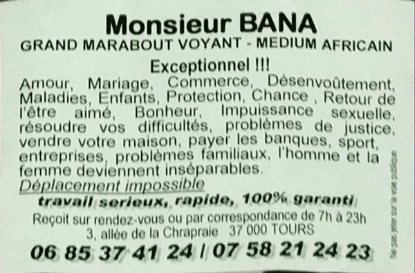 Monsieur BANA, Tours
