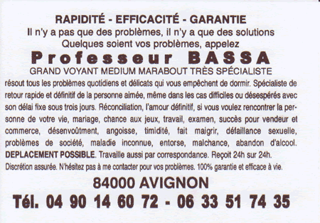 Professeur BASSA, Avignon