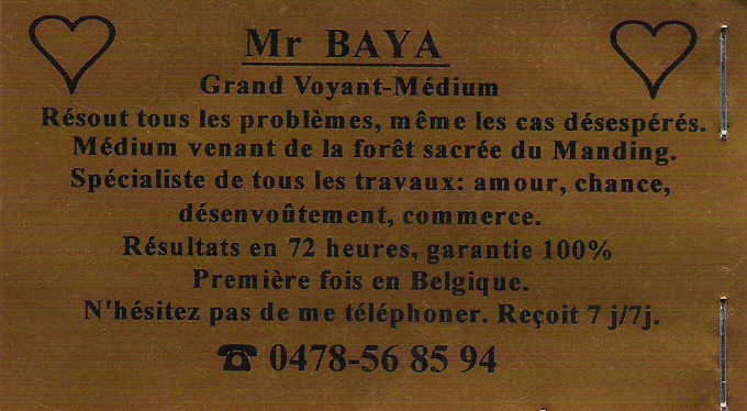 Monsieur BAYA, Belgique