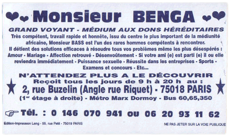 Monsieur BENGA, Paris