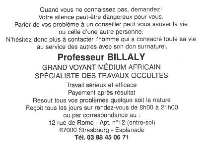 Professeur BILLALY, Strasbourg