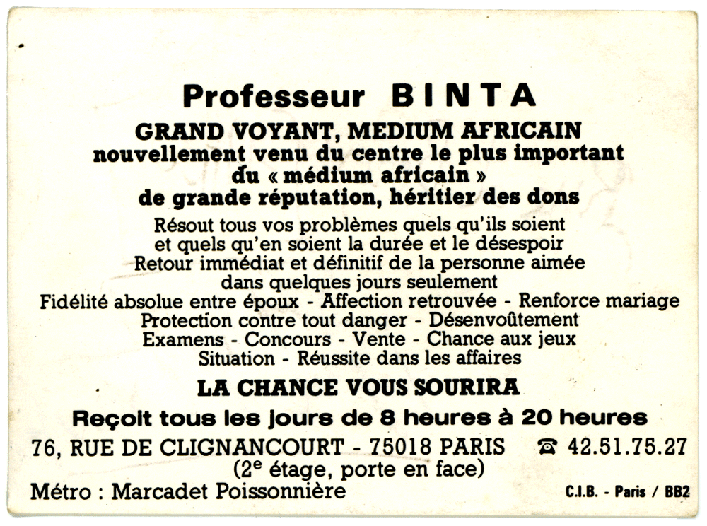 Professeur BINTA, Paris