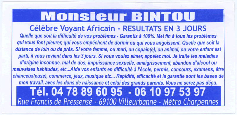 Monsieur BINTOU, Villeurbanne