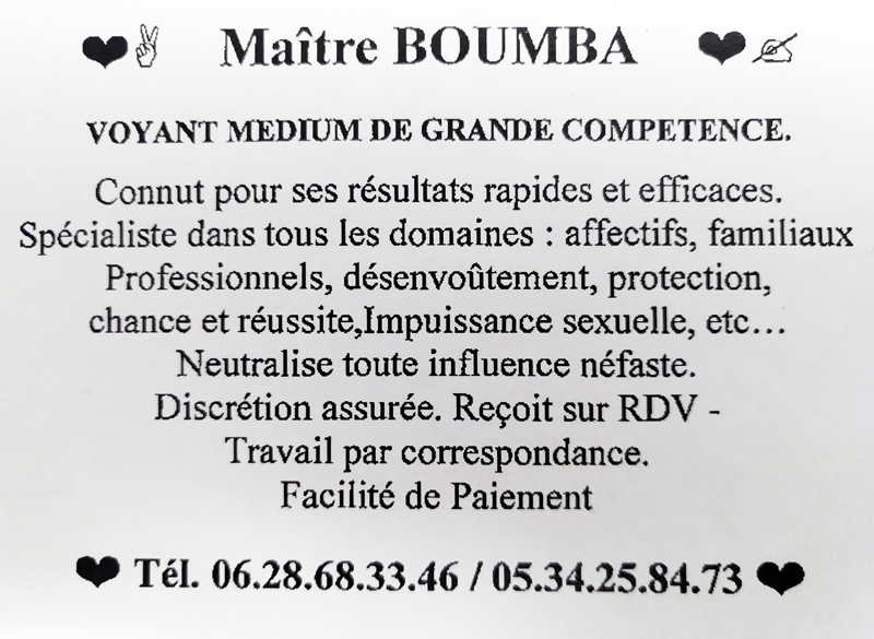 Cliquez pour voir la fiche dtaille de BOUMBA