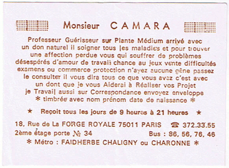 Monsieur CAMARA, Paris