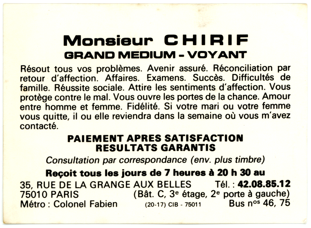 Monsieur CHIRIF, Paris
