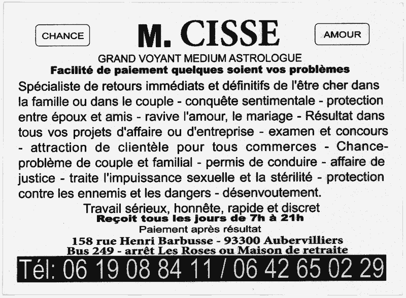 Cliquez pour voir la fiche dtaille de CISSE