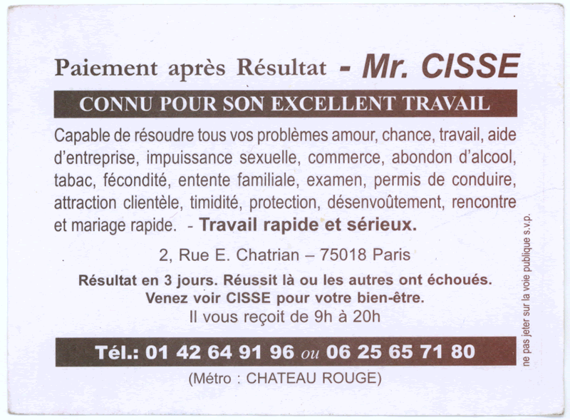 Cliquez pour voir la fiche dtaille de CISSE