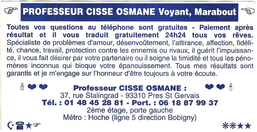 Cliquez pour voir la fiche détaillée de CISSE OSMANE