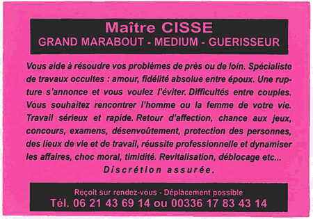 Cliquez pour voir la fiche dtaille de CISSE