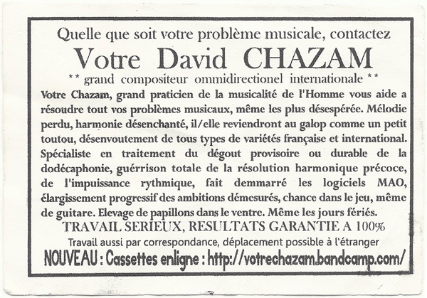 Cliquez pour voir la fiche dtaille de David CHAZAM