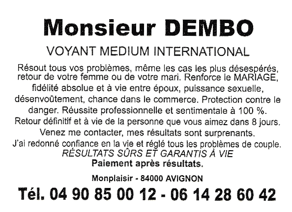 Monsieur DEMBO, Avignon