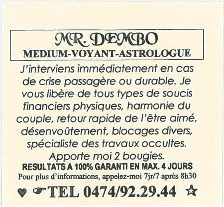 Monsieur DEMBO, Belgique