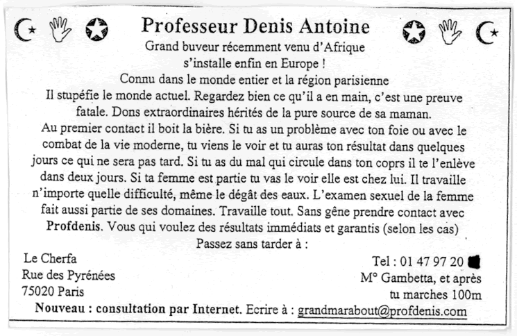 Professeur Denis Antoine, Paris