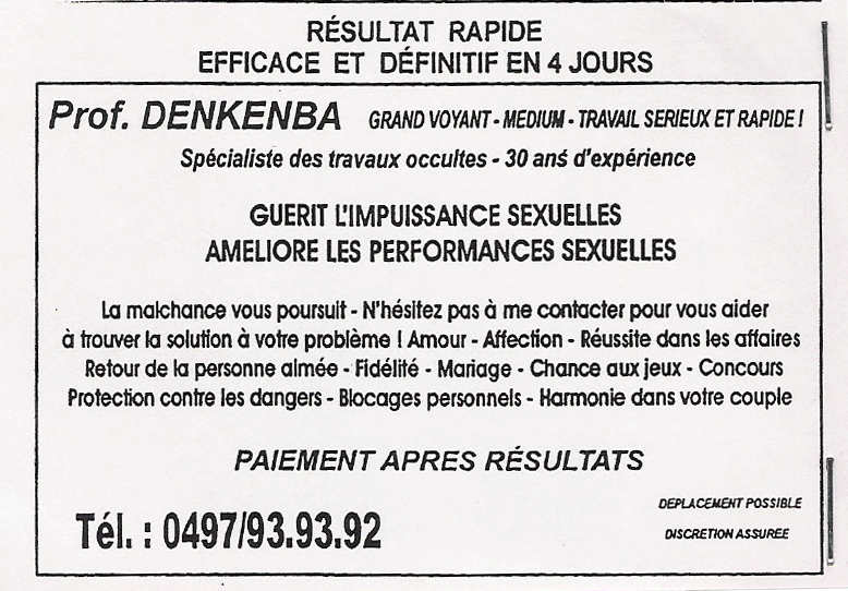 Professeur DENKEBA, Belgique