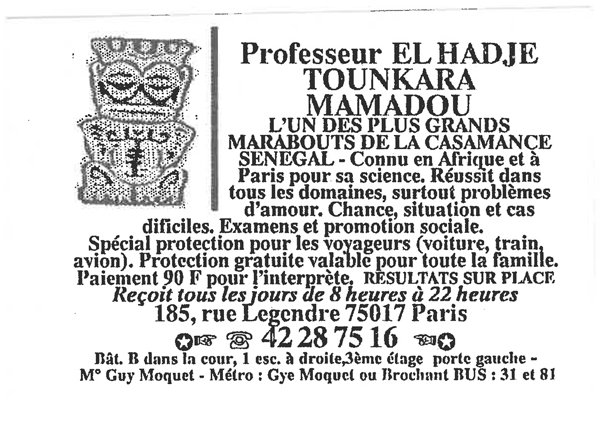 Professeur EL HADJE TOUNKARA MAMADOU, Paris