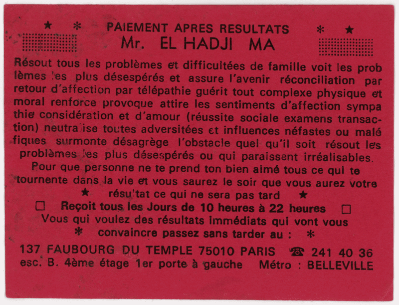 Monsieur EL HADJI MA, Paris