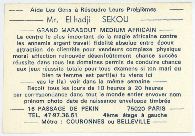 Monsieur El hadji SEKOU, Paris