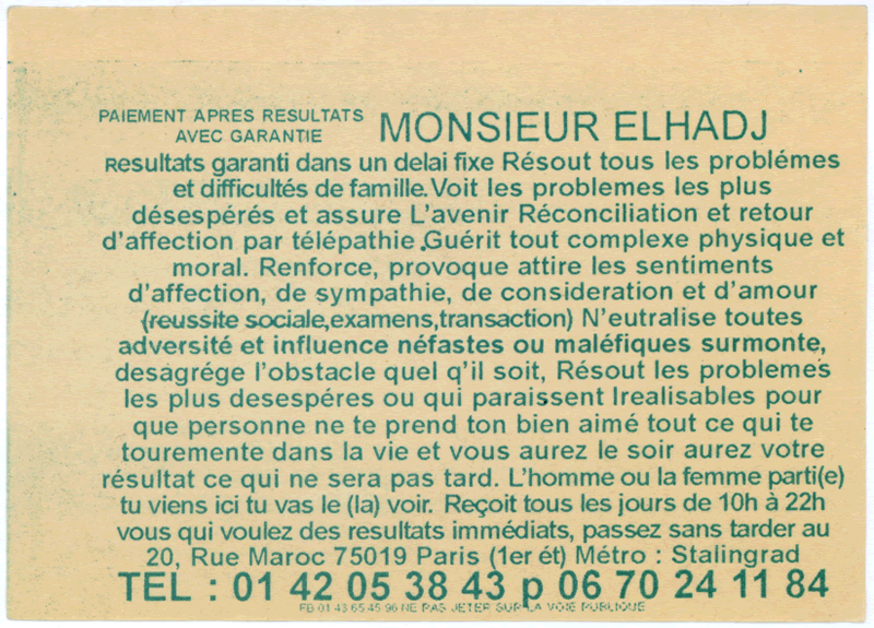 Monsieur ELHADJ, Paris