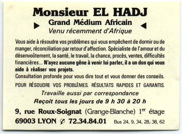 Monsieur EL HADJ, Lyon
