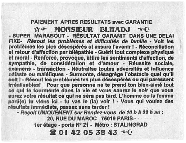 Monsieur ELHADJ, Paris