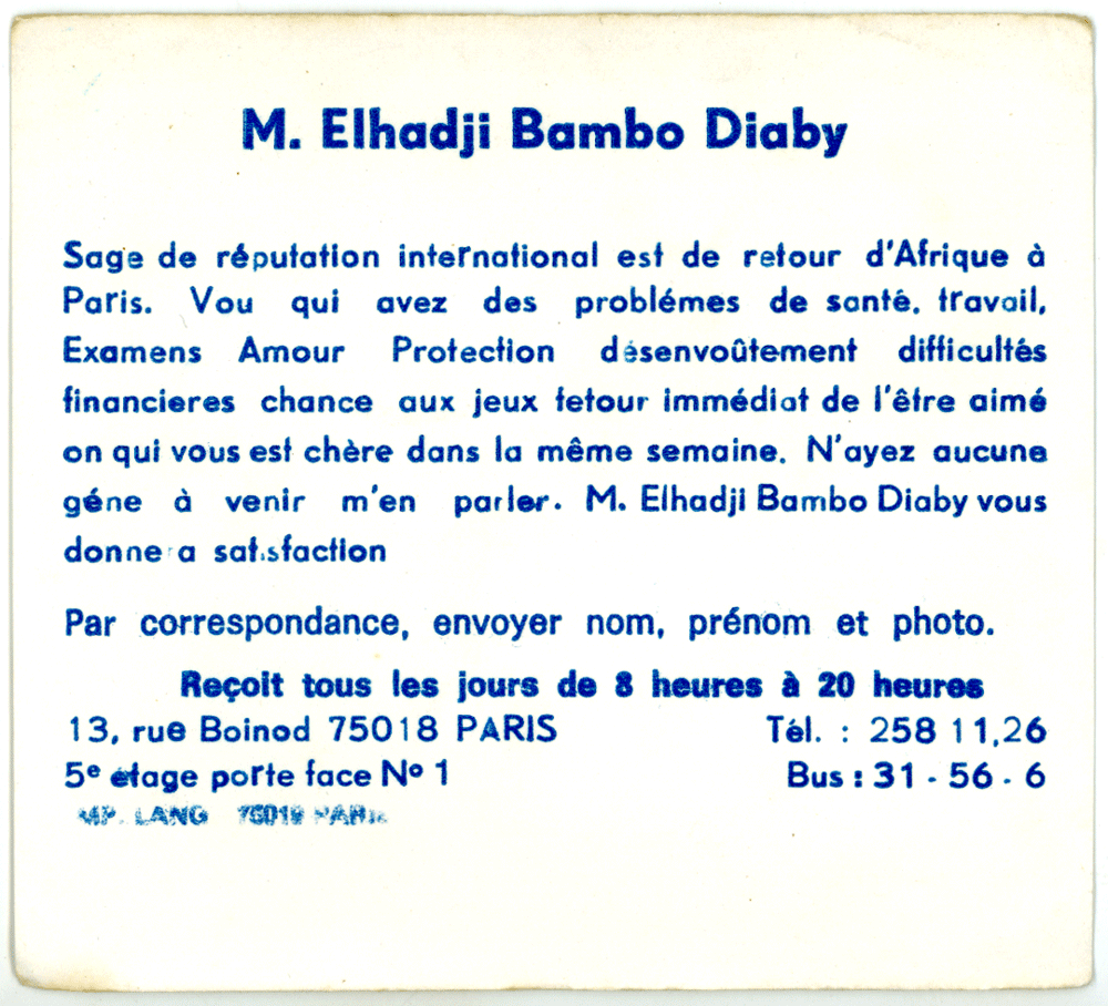 Monsieur Elhadji Bambo Diaby, Paris