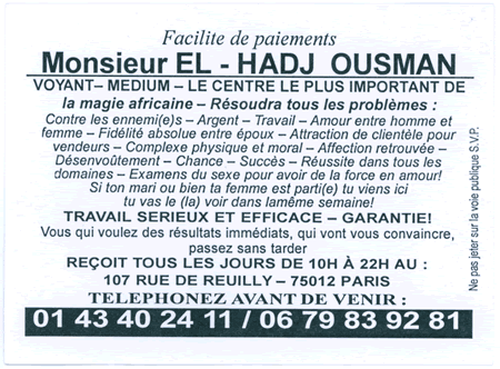 Monsieur EL - HADJ OUSMAN, Paris