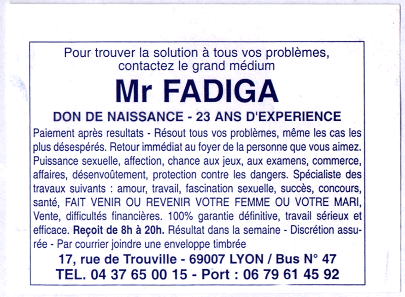 Cliquez pour voir la fiche dtaille de FADIGA