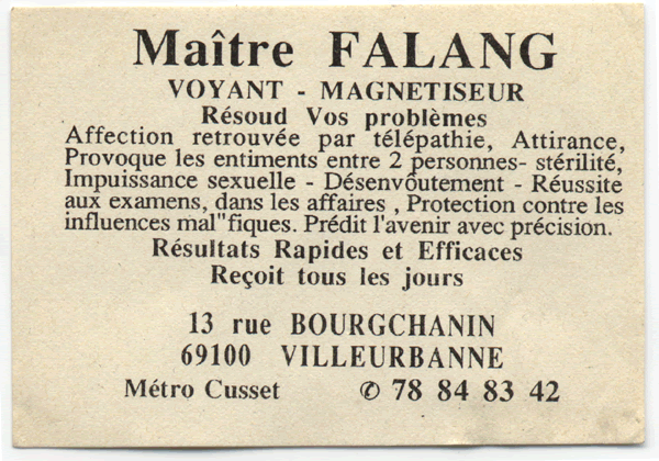 Maître FALANG, Lyon